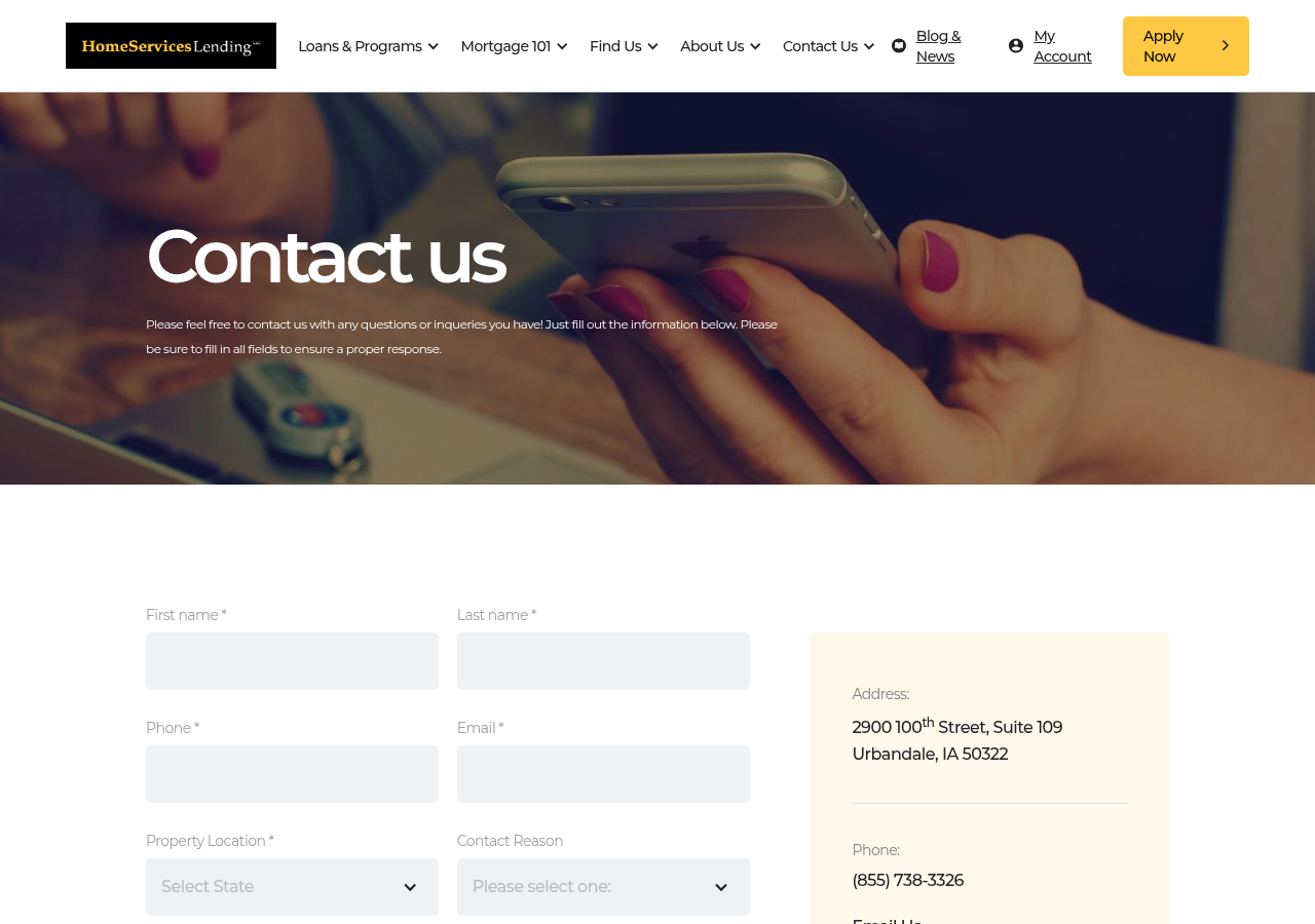 Screenshot of Contact Us