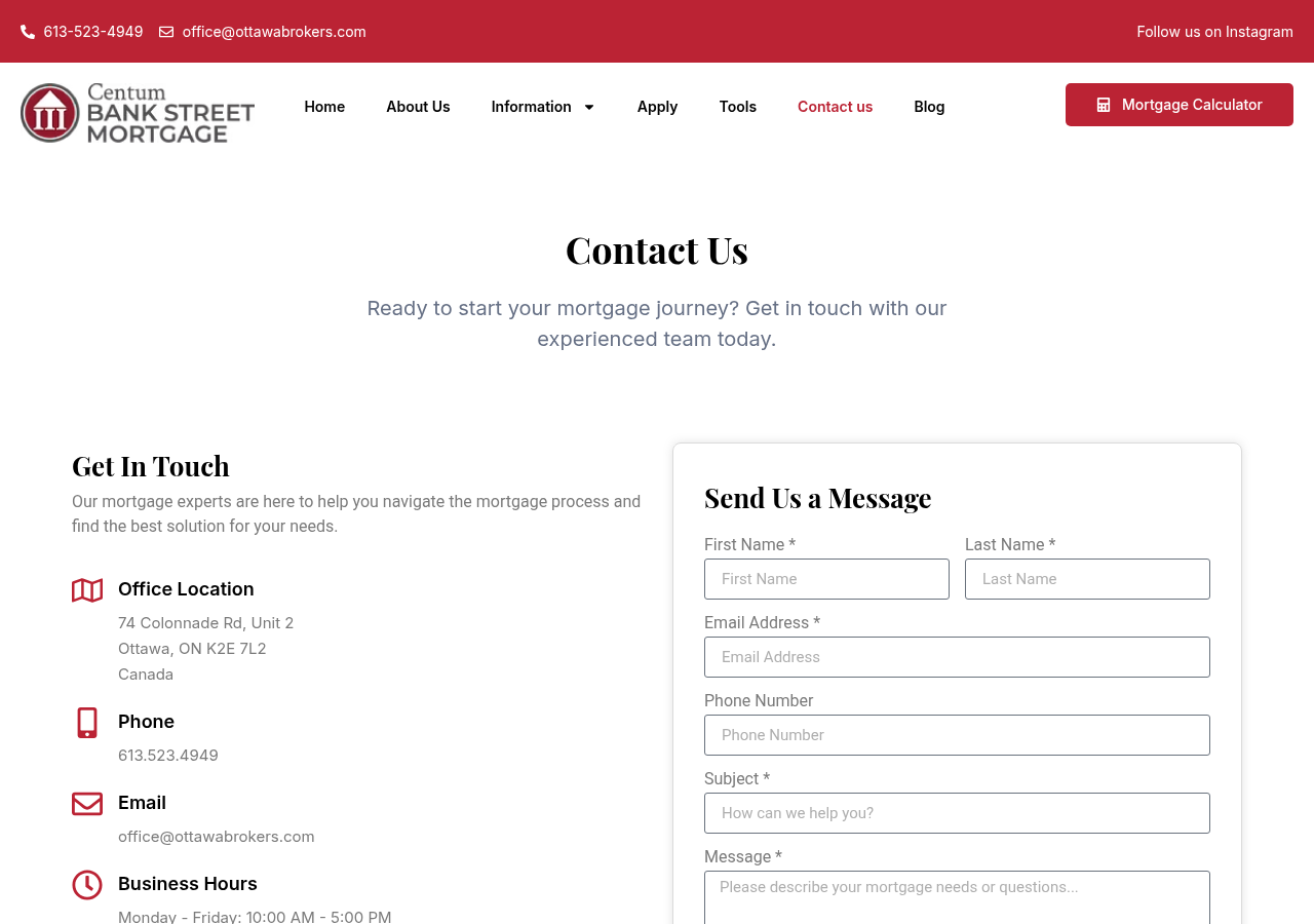 Screenshot of Get in Touch With Us | Bank Street Mortgage