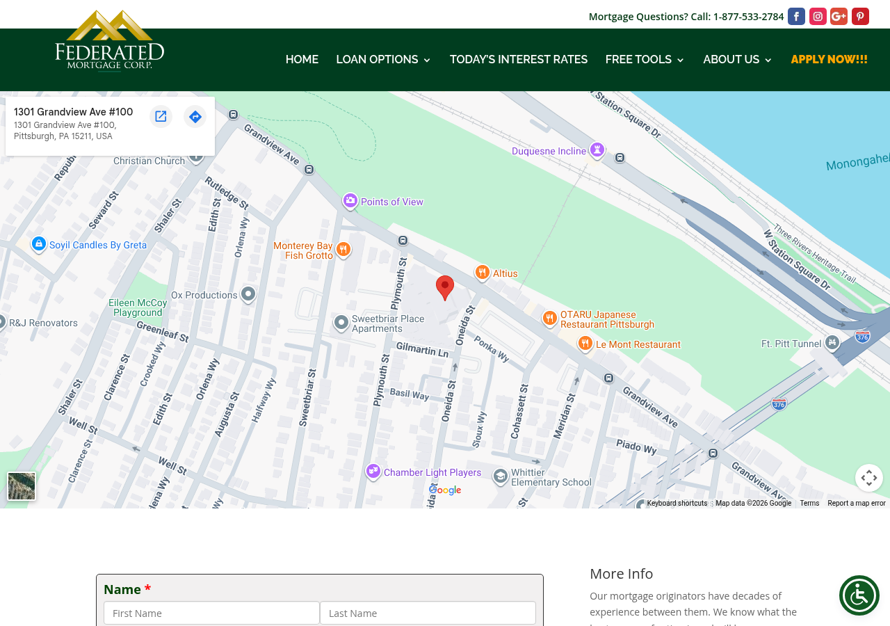 Screenshot of Contact Us | Federated Mortgage Corp.