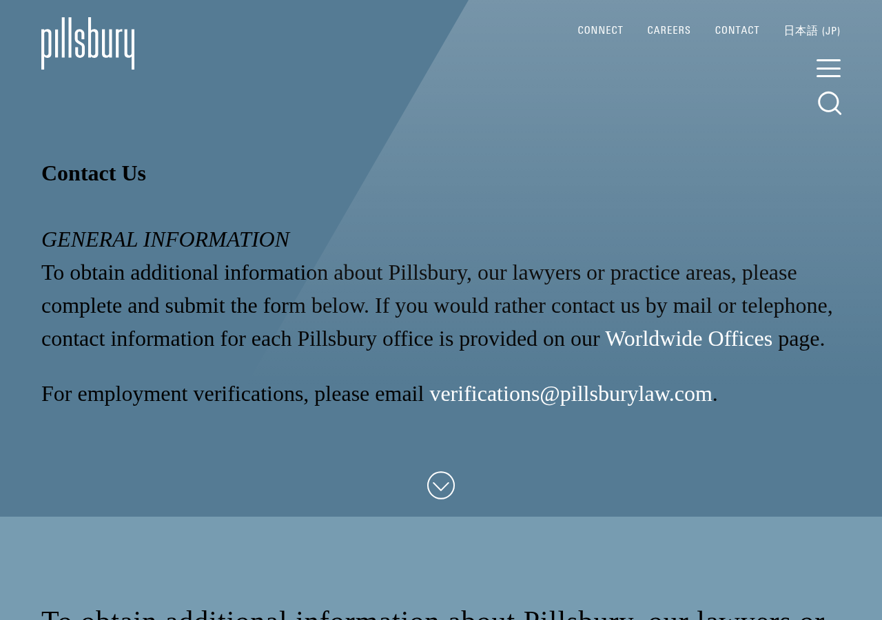 Screenshot of Contact Pillsbury Law Firm