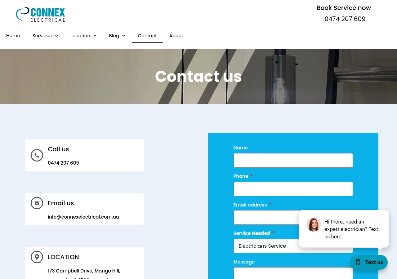 Screenshot of Contact Connex Electrical Brisbane | 0474 207 609 | 24/7