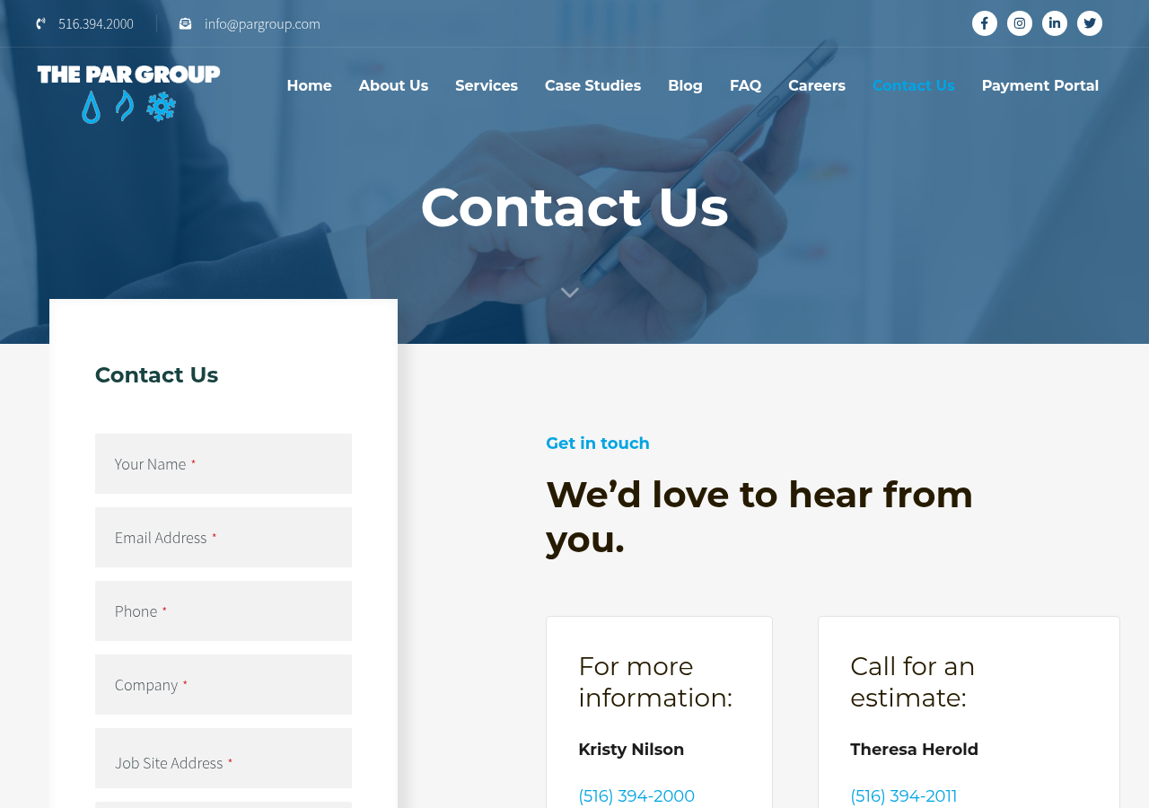 Screenshot of Contact Us - The PAR Group