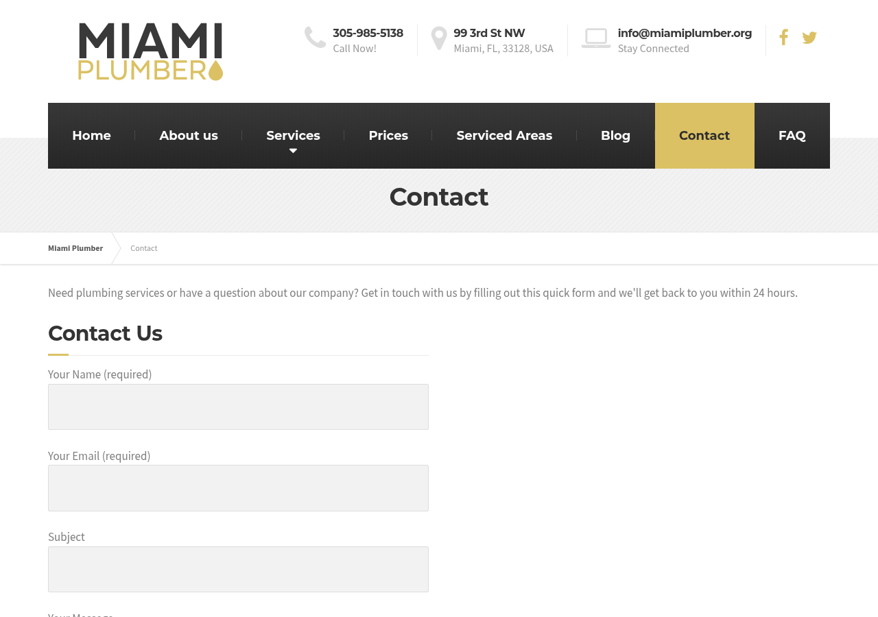 Screenshot of Contact - Miami Plumber