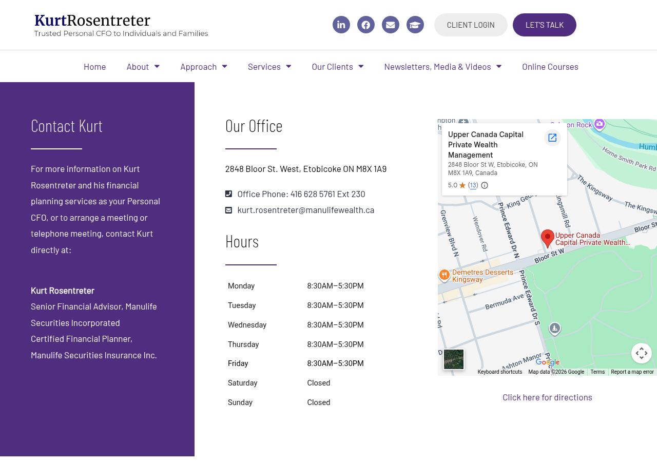 Screenshot of Contact Us – Kurt Rosentreter