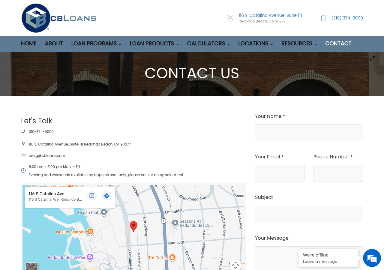 Screenshot of Contact Us | CB Loans
