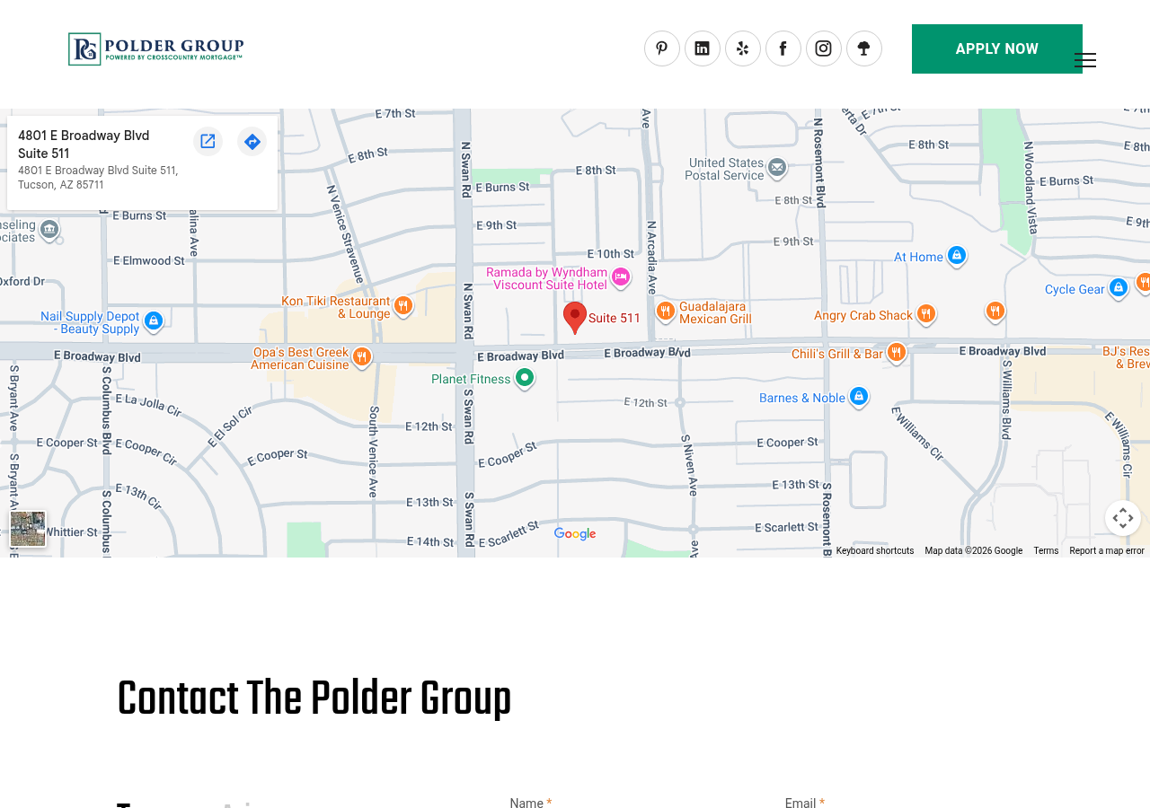 Screenshot of Contact The Polder Group - Tucson's Home Loan Experts