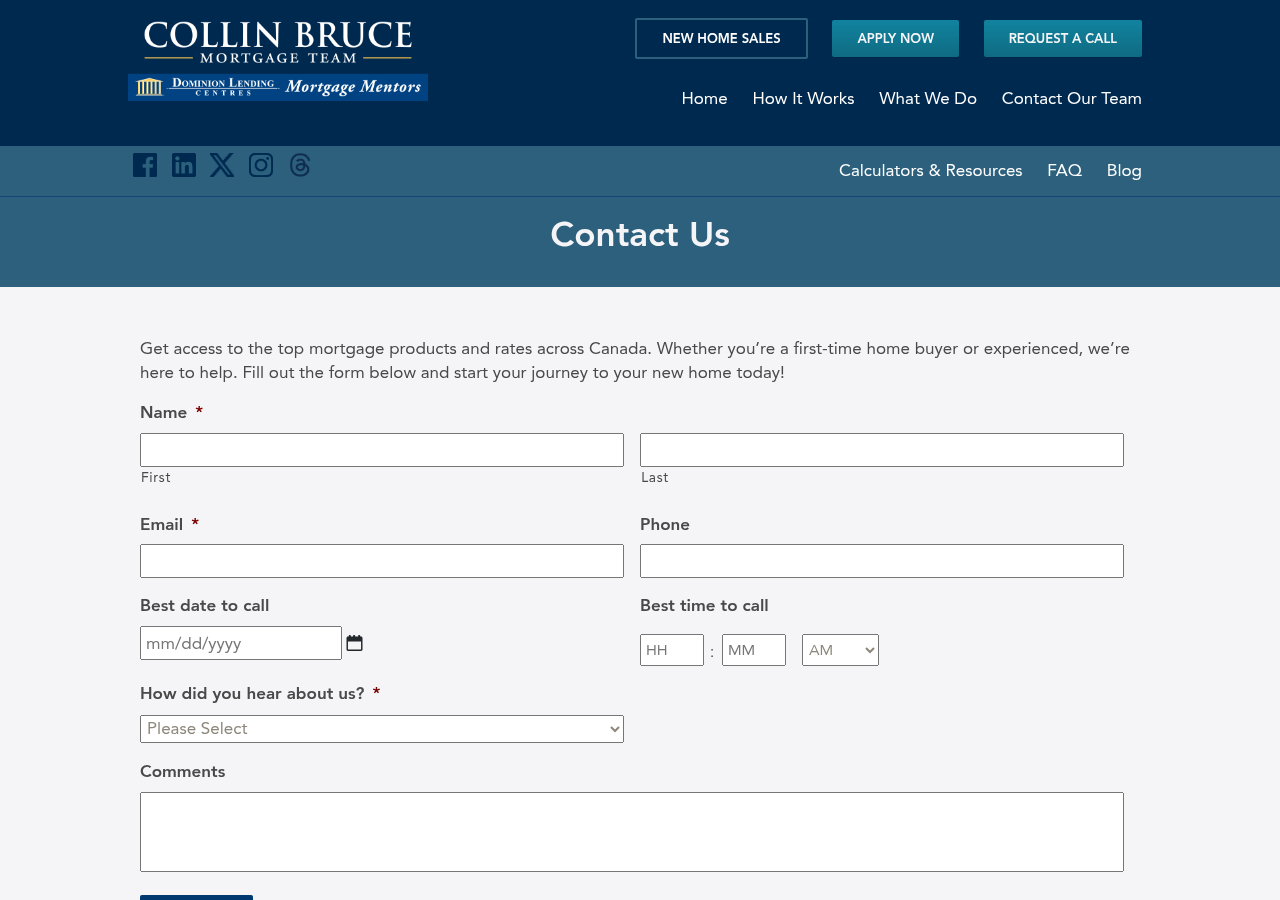 Screenshot of Contact Us - The Collin Bruce Mortgage Team