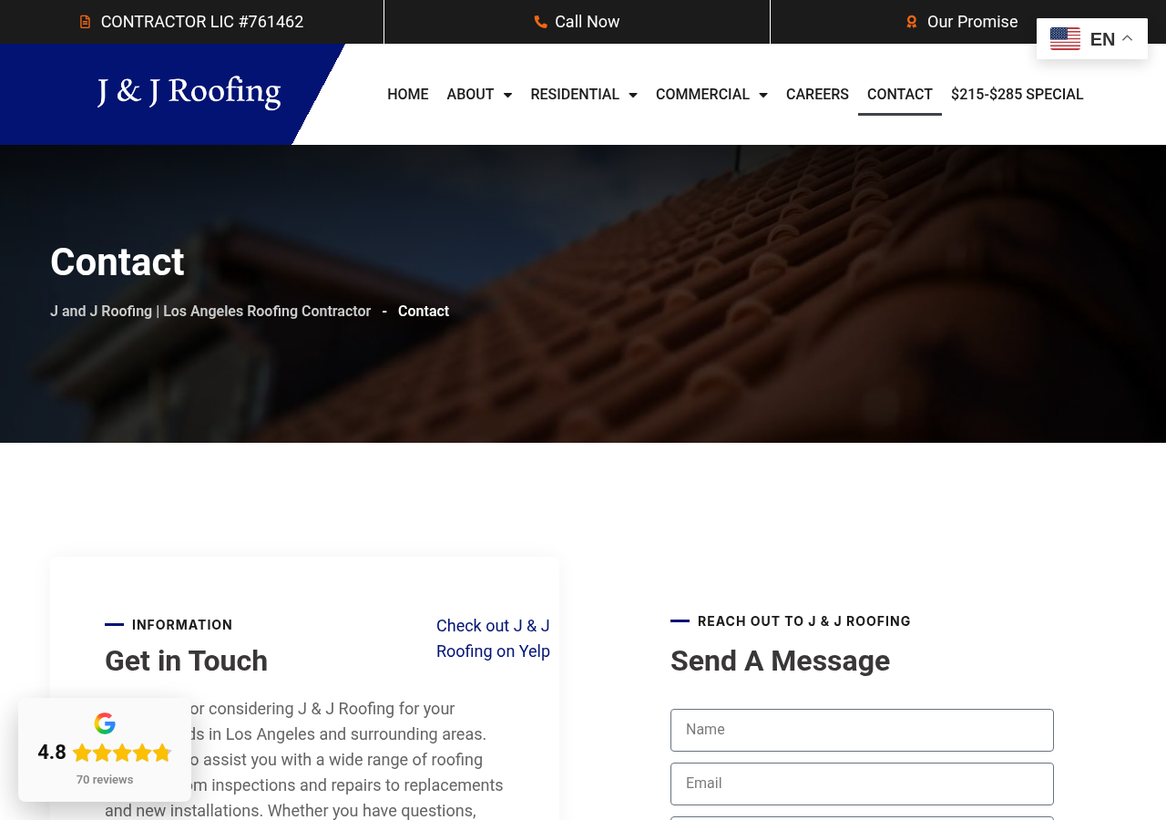 Screenshot of Contact J & J Roofing in Los Angeles for Assistance