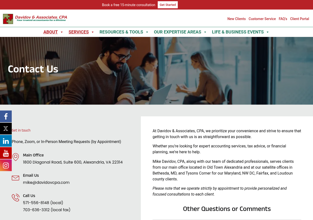 Screenshot of Contact Davidov & Associates CPA - D&A