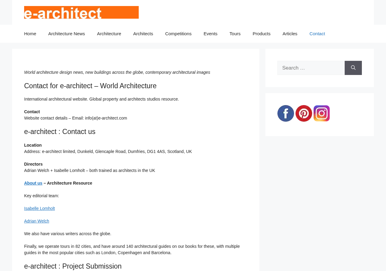 Screenshot of Contact: world architecture, global buildings - e-architect