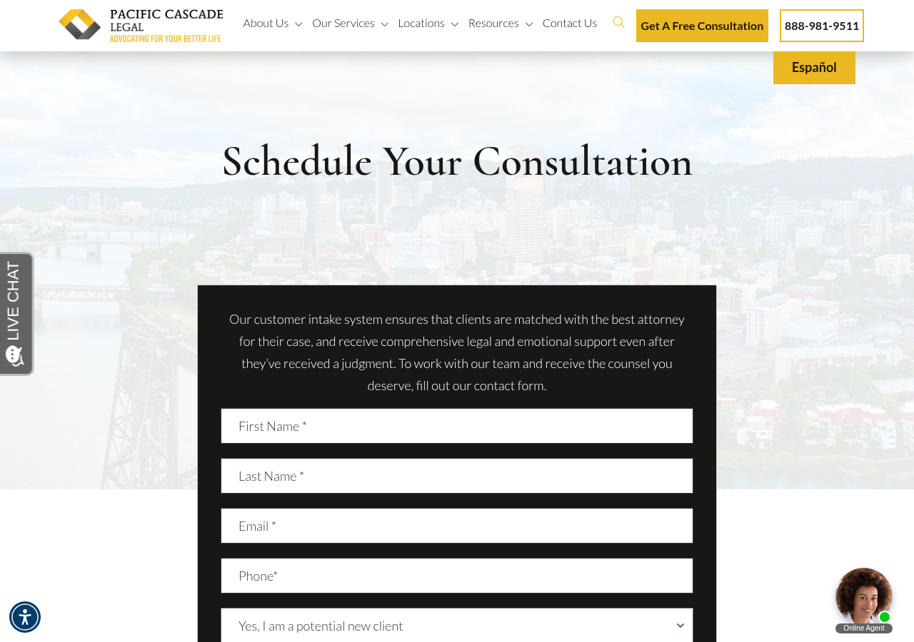 Screenshot of Contact Us | Pacific Cascade Legal