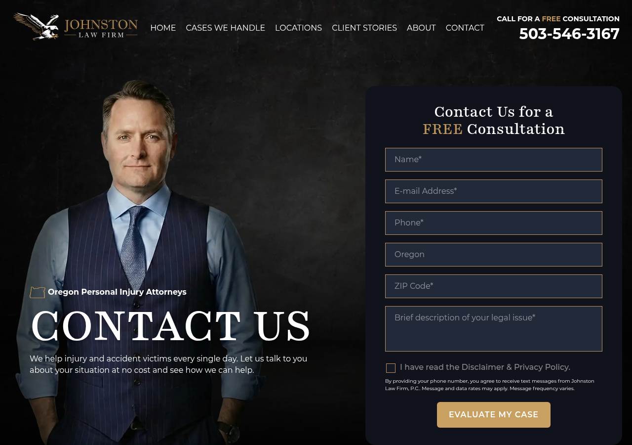 Screenshot of Contact | Johnston Law Firm | Oregon Personal Injury Lawyers