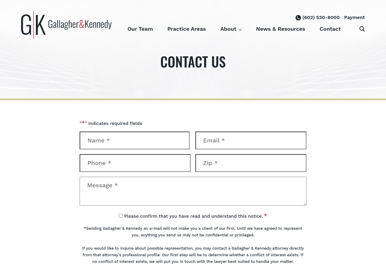 Screenshot of Contact - Gallagher & Kennedy