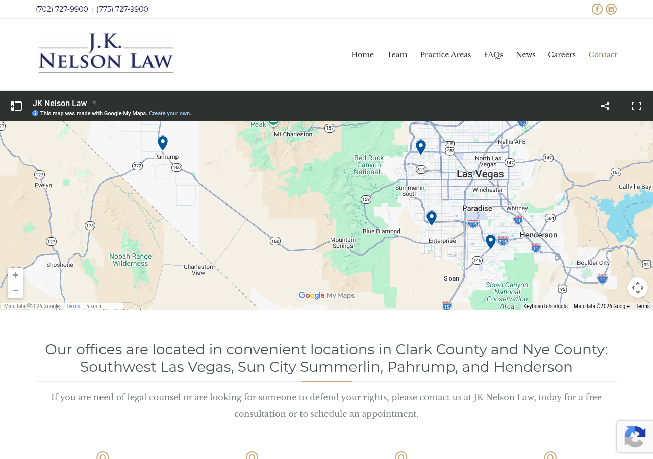 Screenshot of Contact - JK NELSON LAW