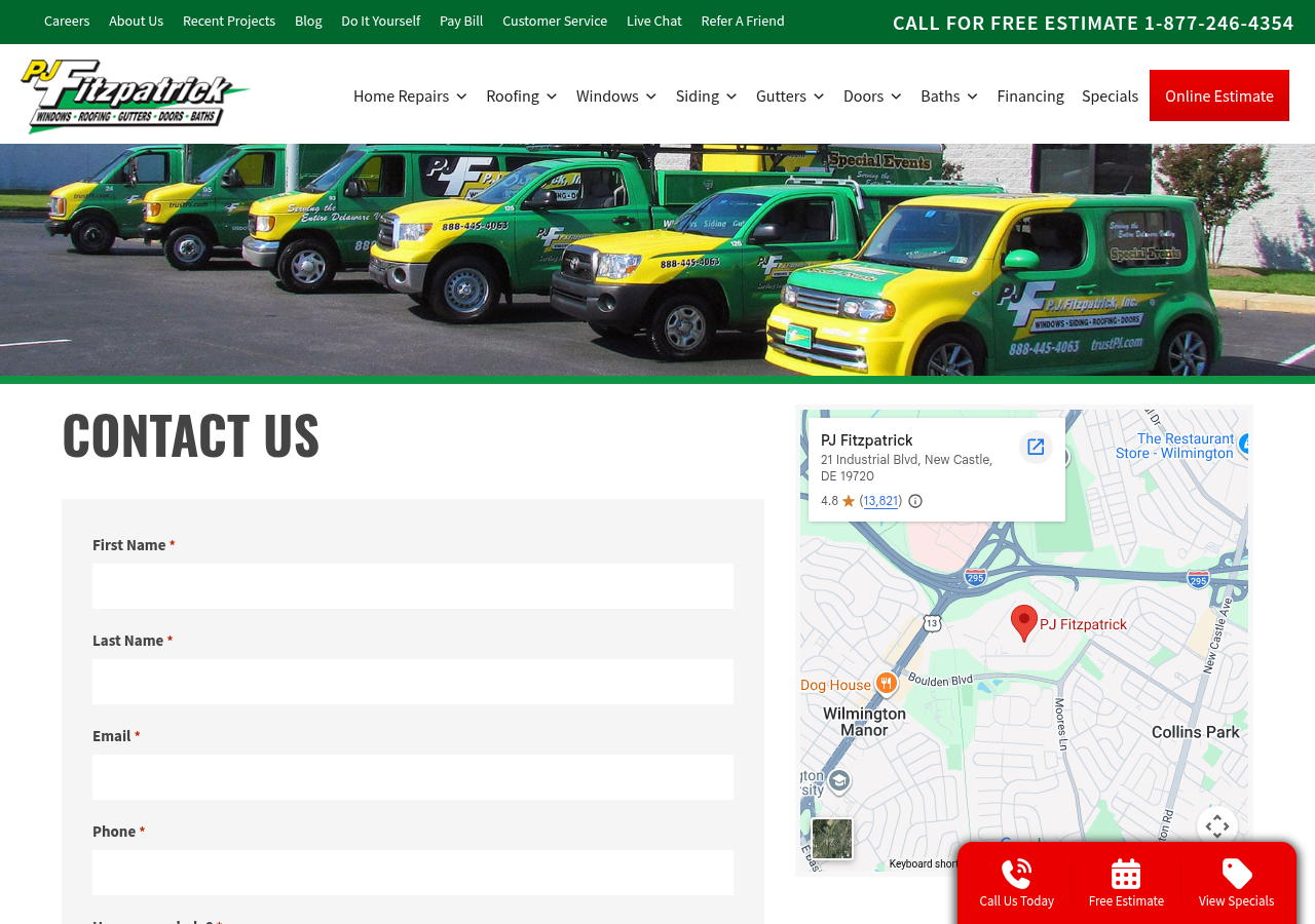 Screenshot of Contact Our Home Improvement Company | PJ Fitzpatrick