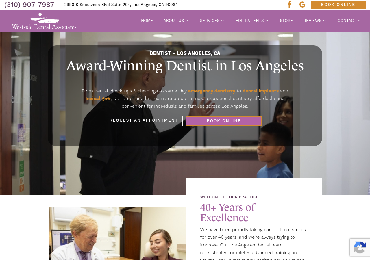 Screenshot of Dentist Los Angeles, CA | Dentist Near Me | Local Dentist | Dentist Office Near Me | Cost of Dental Care | Westside Dental Associates