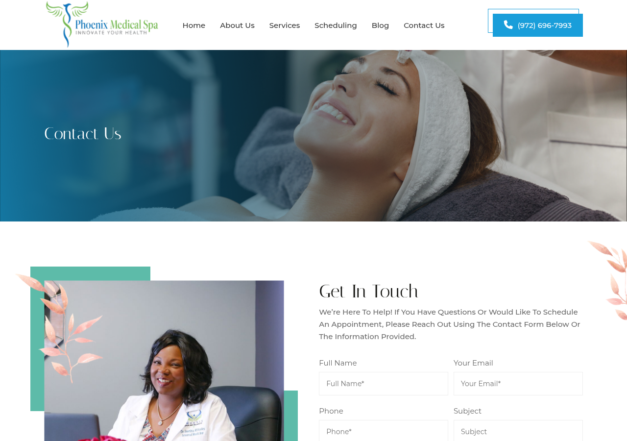 Screenshot of Contact Us – Phoenix Health Med Spa