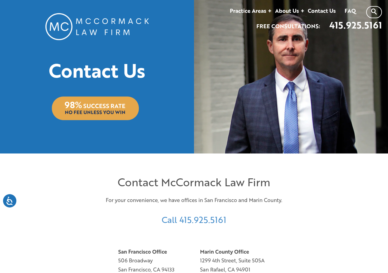 Screenshot of Contact Us | McCormack Law Firm