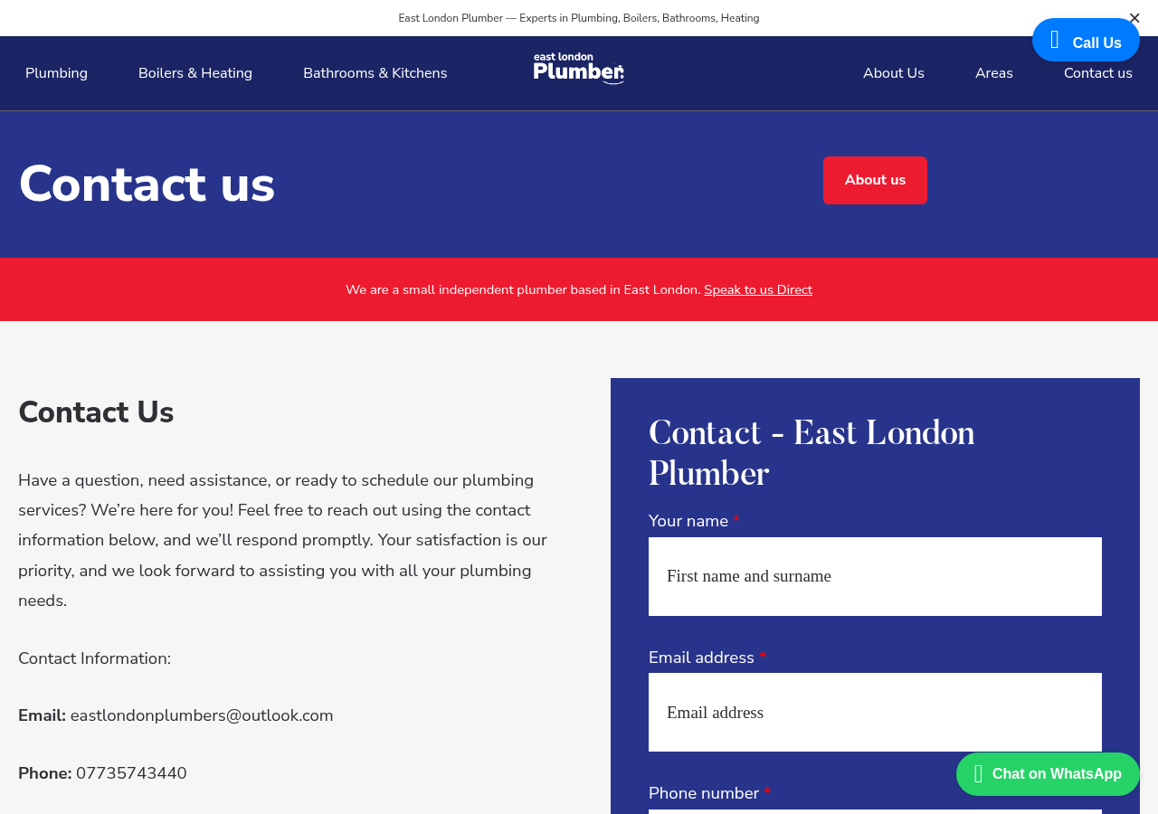 Screenshot of Contact East London Plumber | London, East London