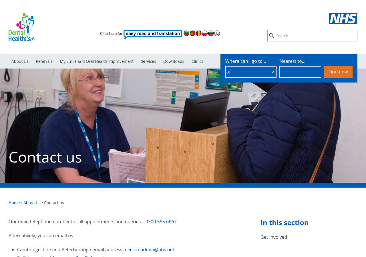 Screenshot of Contact us - Dental HealthCare