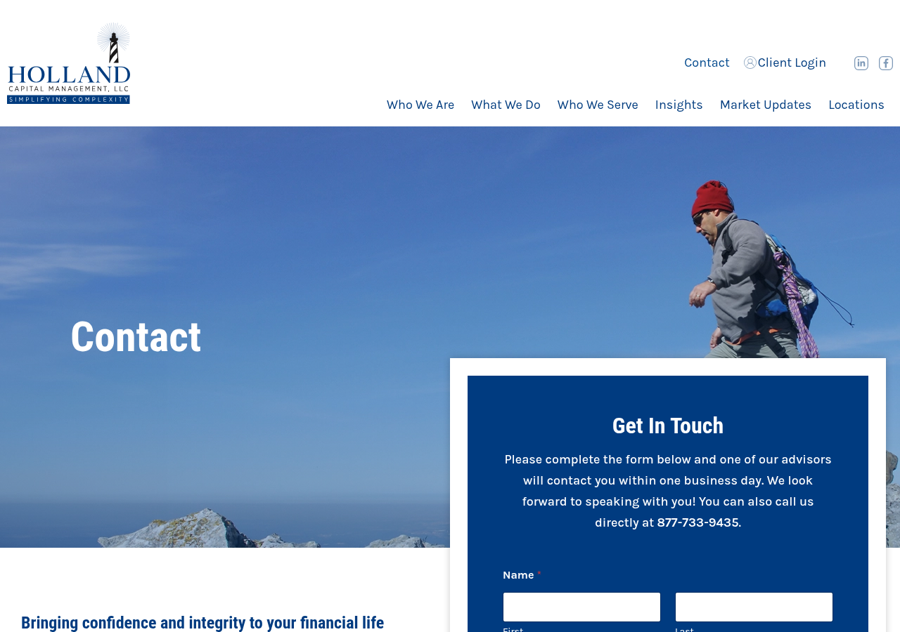 Screenshot of Contact us - Holland Capital Management