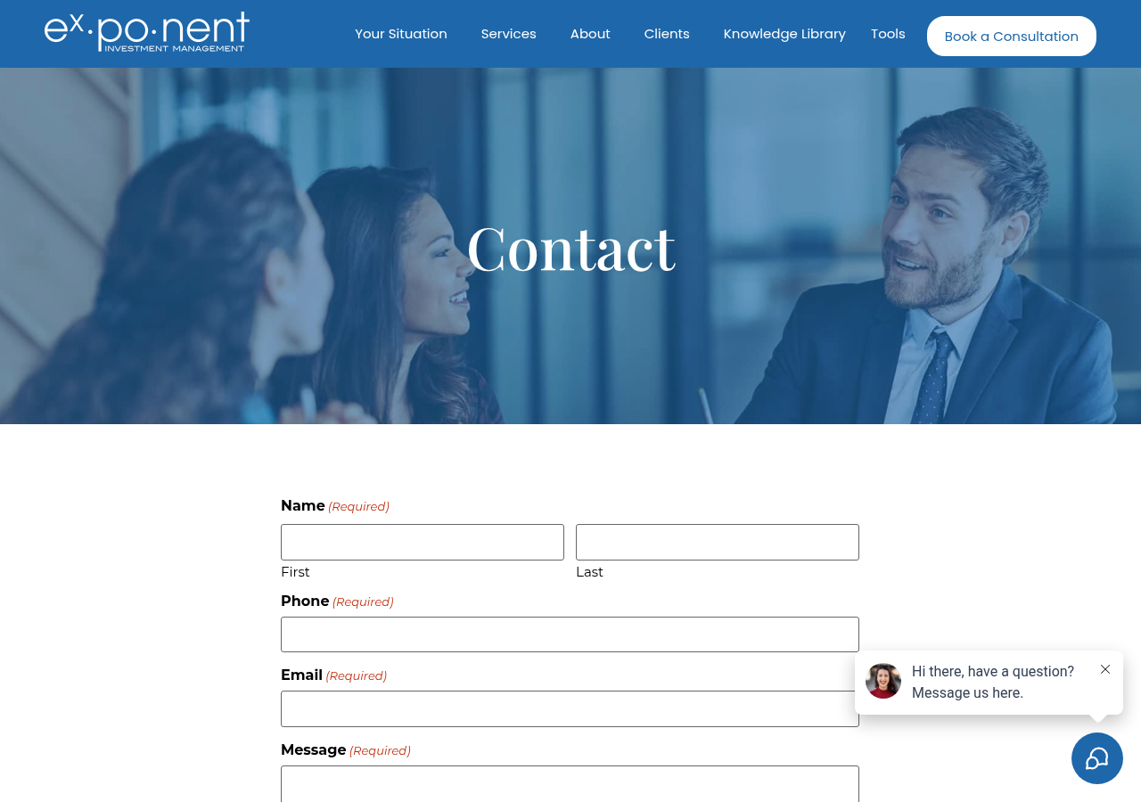Screenshot of Contact | Exponent Investment Management