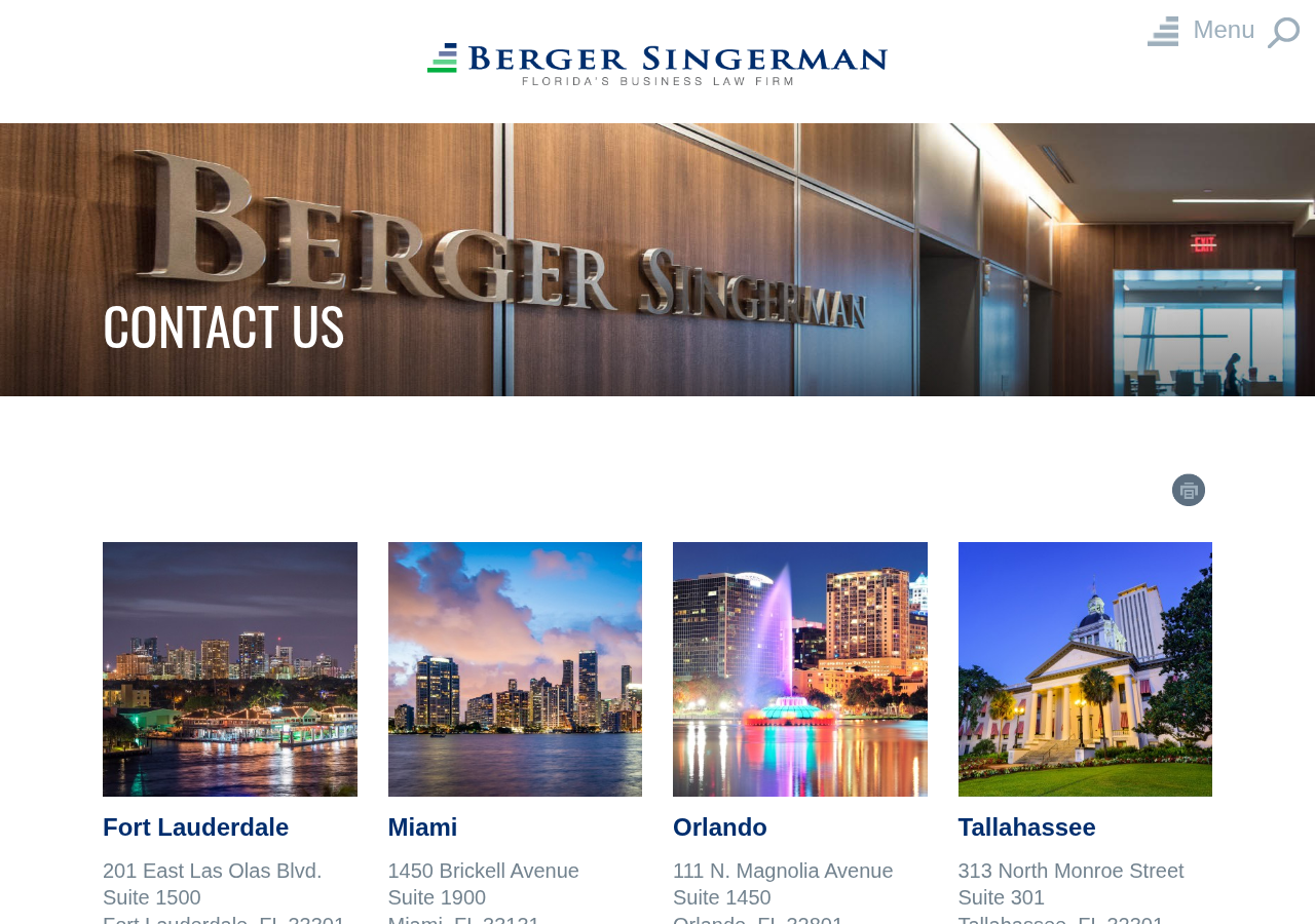 Screenshot of Contact Us – Attorneys – Berger Singerman LLP