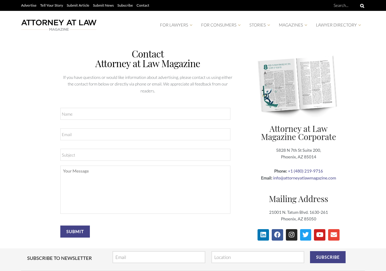 Screenshot of Contact Us | Attorney at Law Magazine