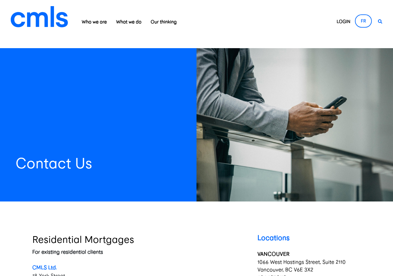 Screenshot of Contact us | CMLS | Canada's Mortgage Company