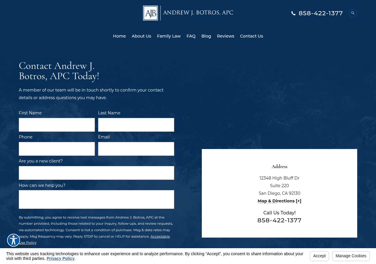 Screenshot of Contact Us | Family Lawyer in San Diego