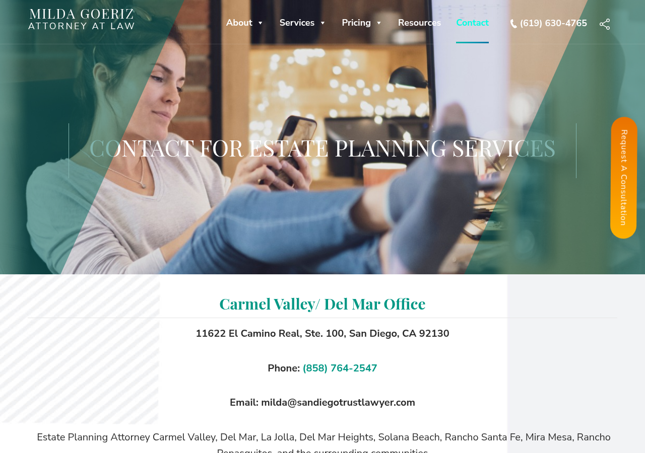 Screenshot of Contact - for Estate Planning Services