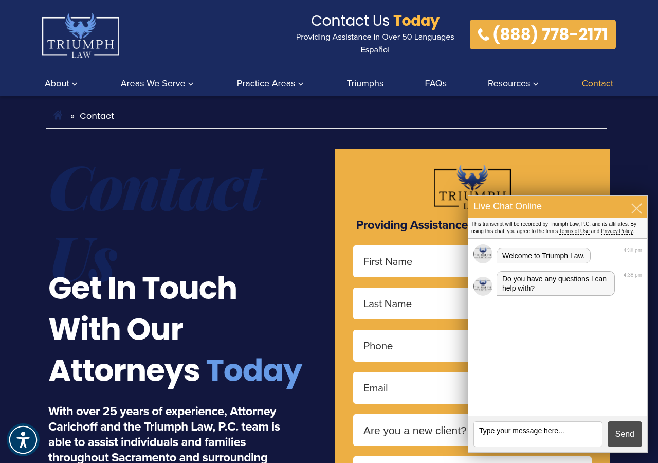 Screenshot of Contact | Triumph Law, P.C.