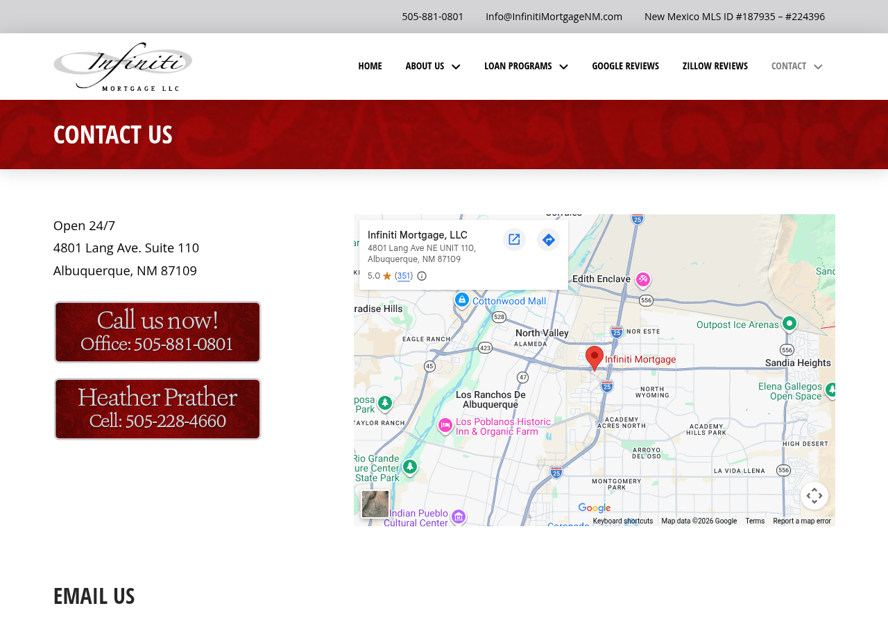 Screenshot of Find Great Homeowner Lender in Albuquerque | Infiniti Mortgage