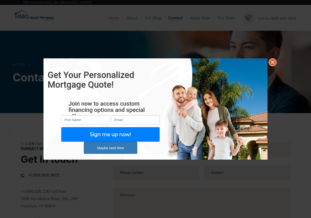 Screenshot of Contact us at Hawaii Mortgage Group - Hawaii Mortgage Group