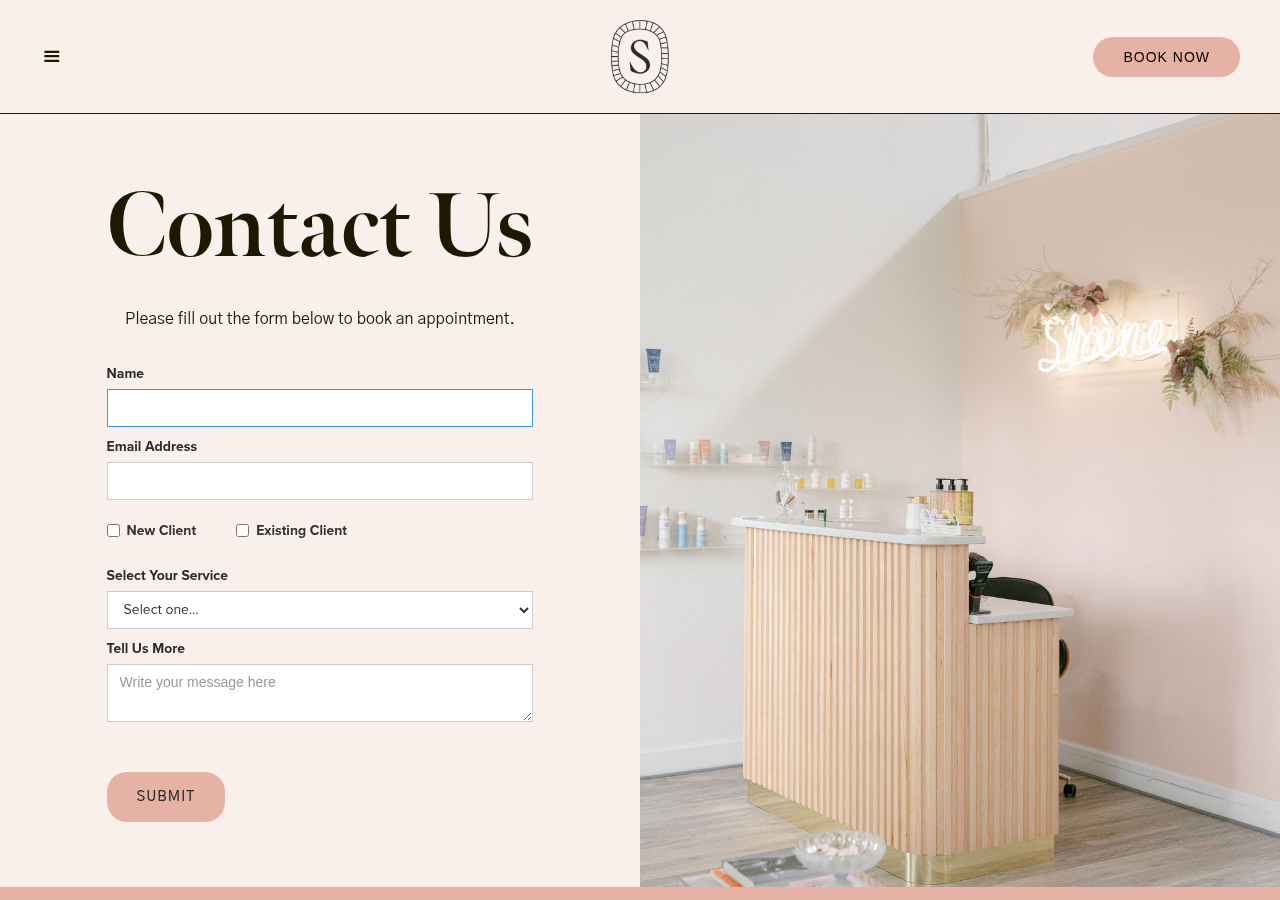 Screenshot of Contact Us