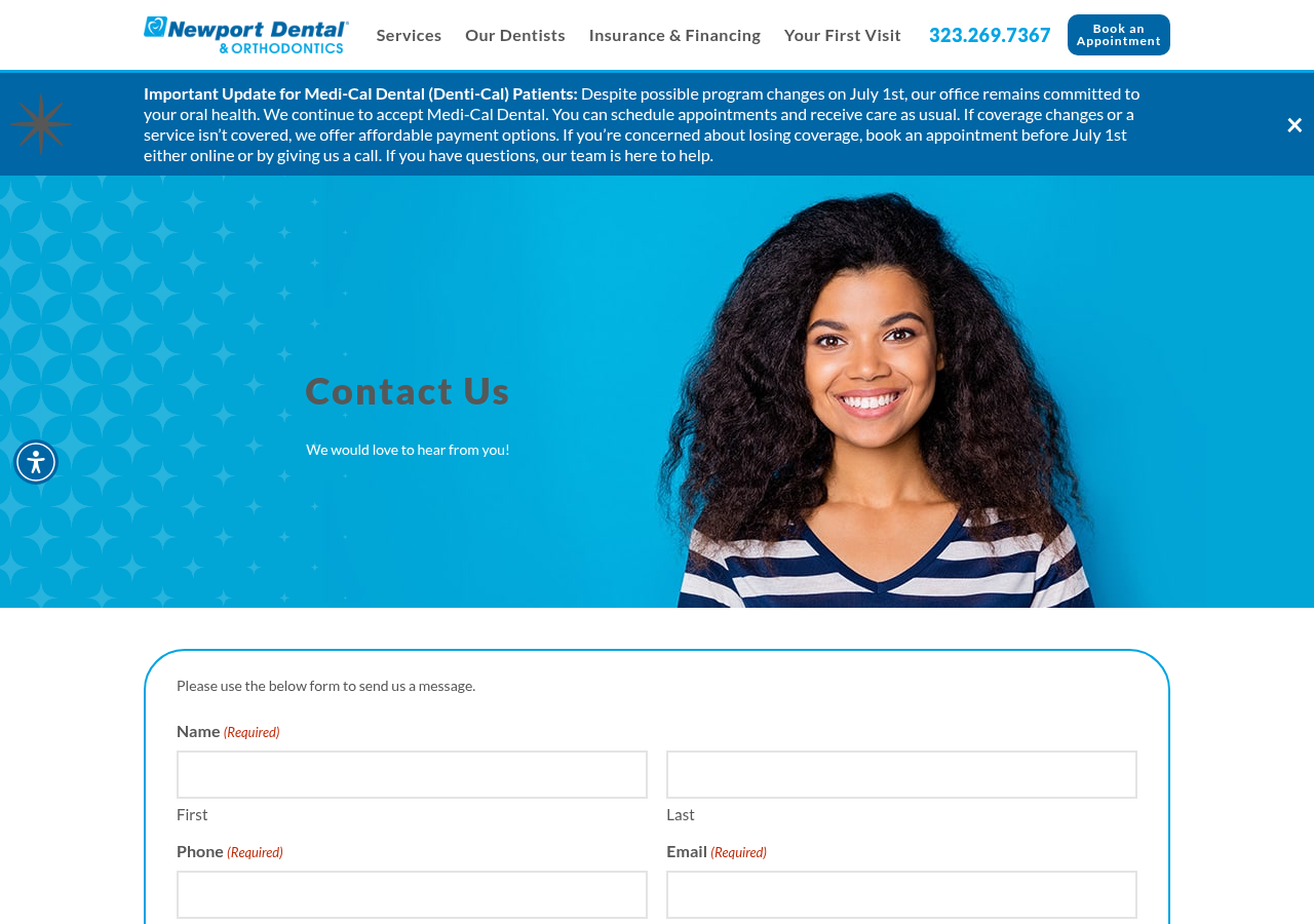 Screenshot of Contact Us | Newport Dental & Orthodontics