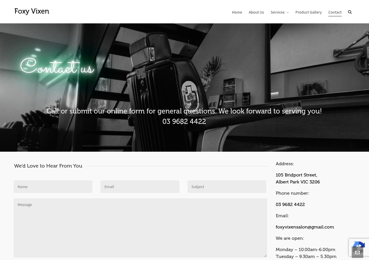 Screenshot of Contact us for Professional keratin Treatment | Foxy Vixen