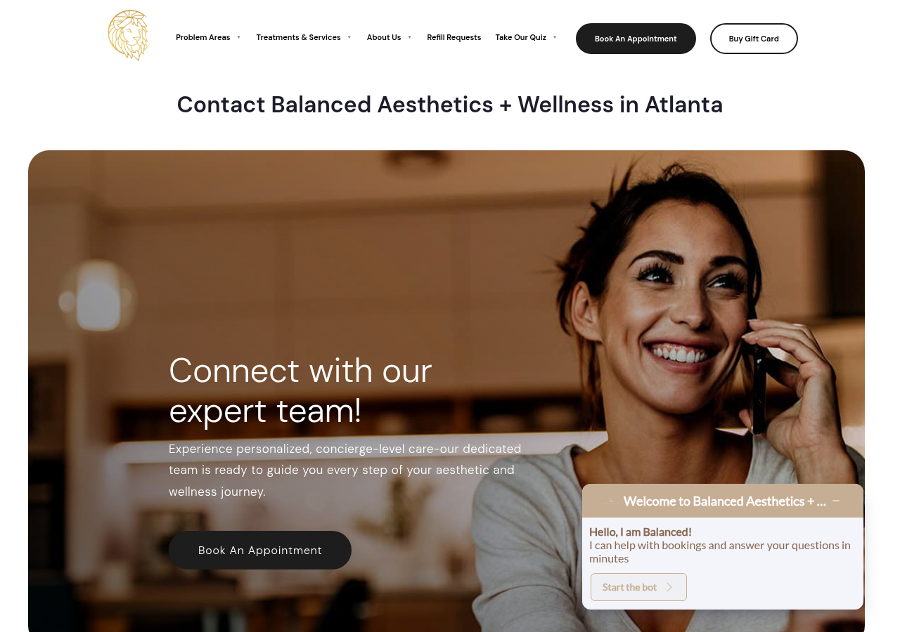 Screenshot of Contact Us — Balanced Aesthetics + Wellness | Atlanta, GA