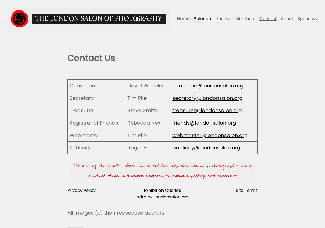 Screenshot of Contact Us – The London Salon of Photography