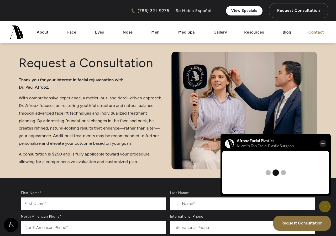 Screenshot of Contact Us | Dr. Paul Afrooz