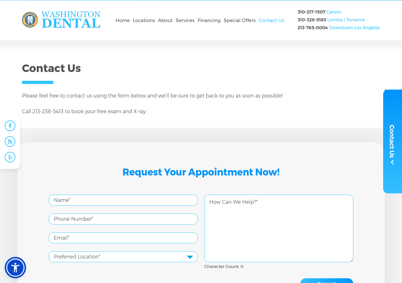 Screenshot of Contact Our Los Angeles Dentist Washington Dental | Washington Dental