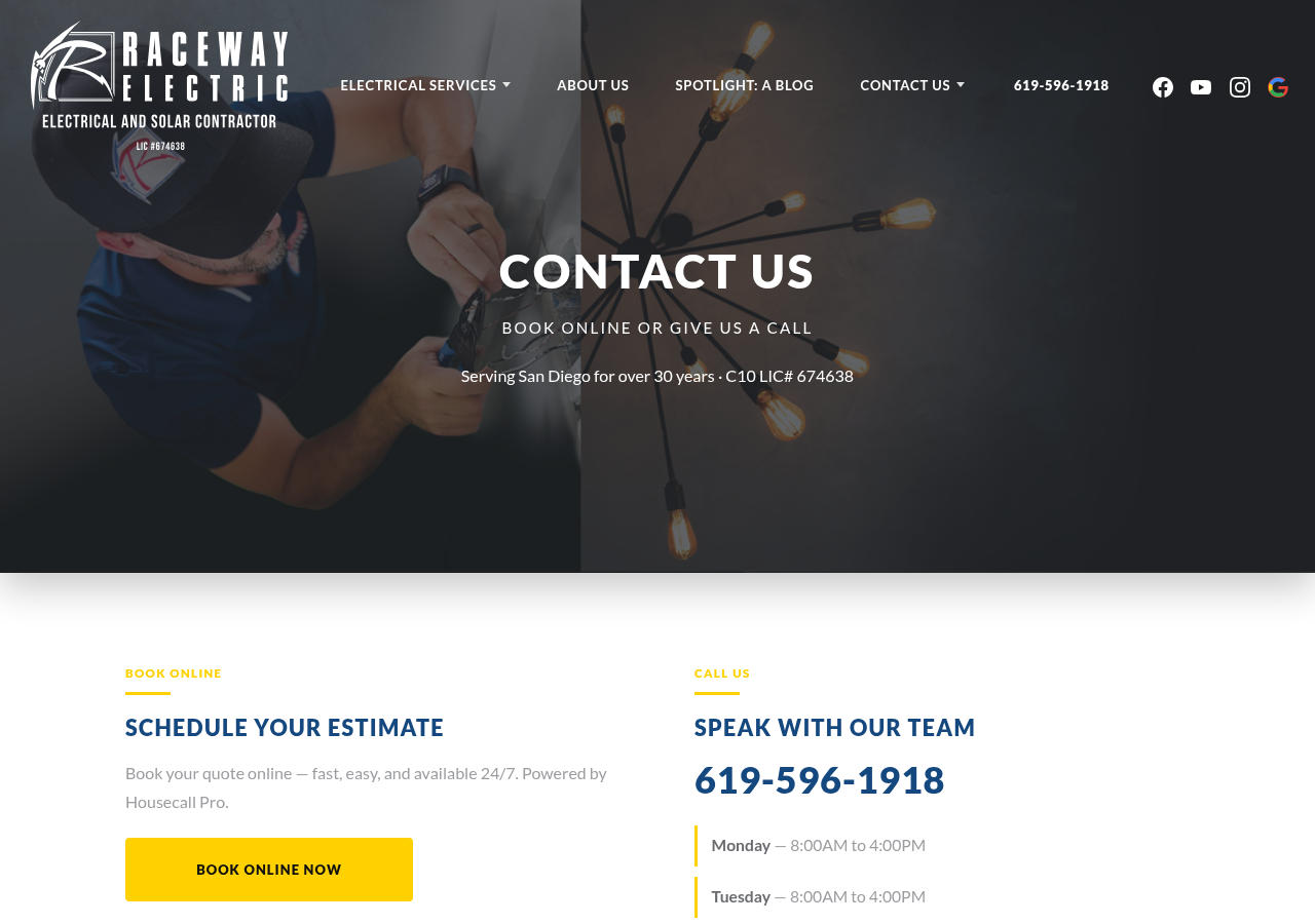Screenshot of Contact Us | Raceway Electric & Solar