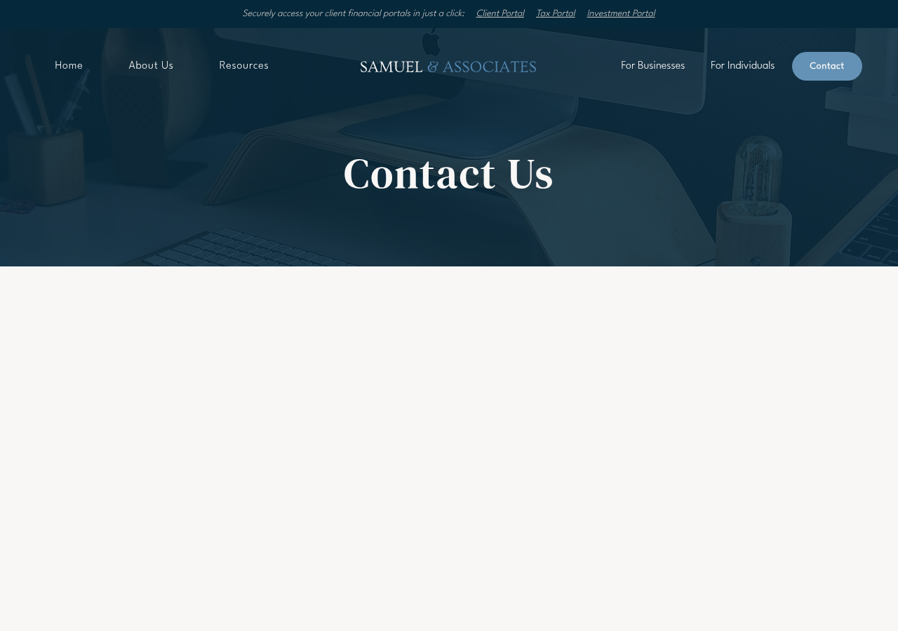 Screenshot of Contact Samuel & Associates | Virtual CPA Firm in Miami