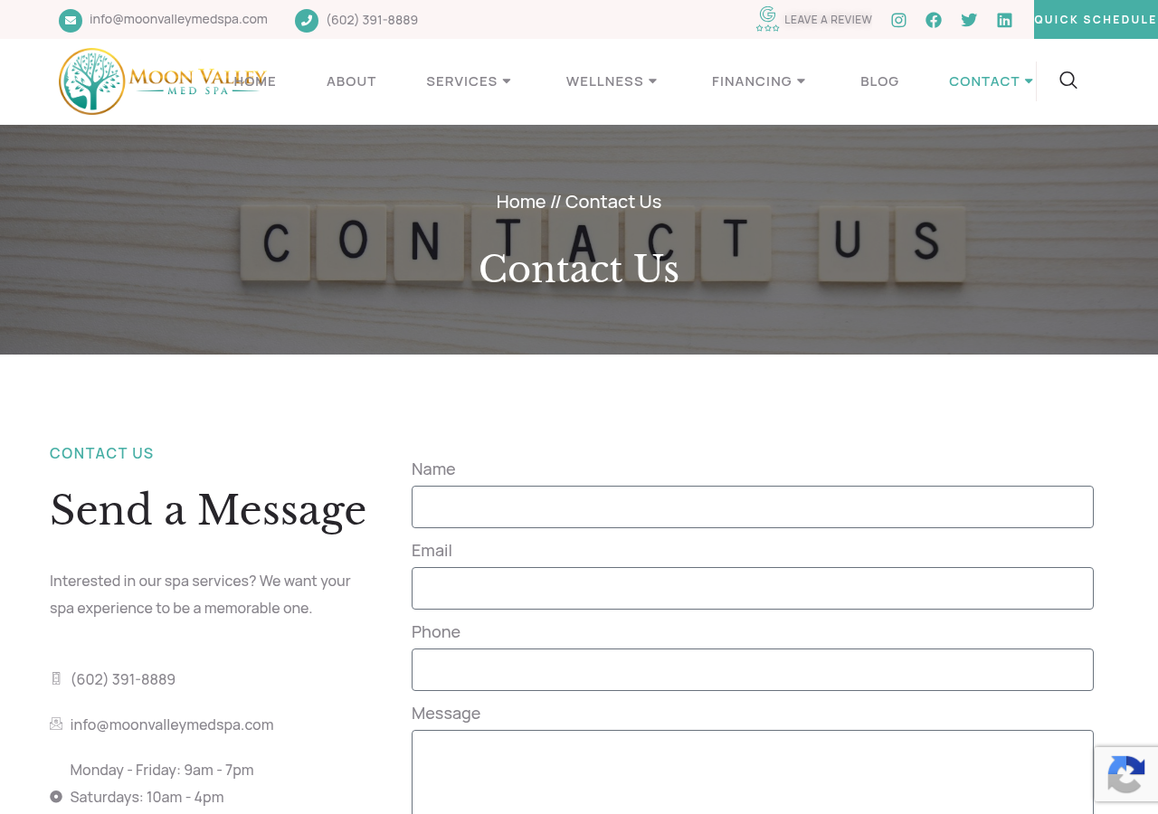 Screenshot of Contact Moon Valley Med Spa | Reach Out to Us - Phoenix, AZ