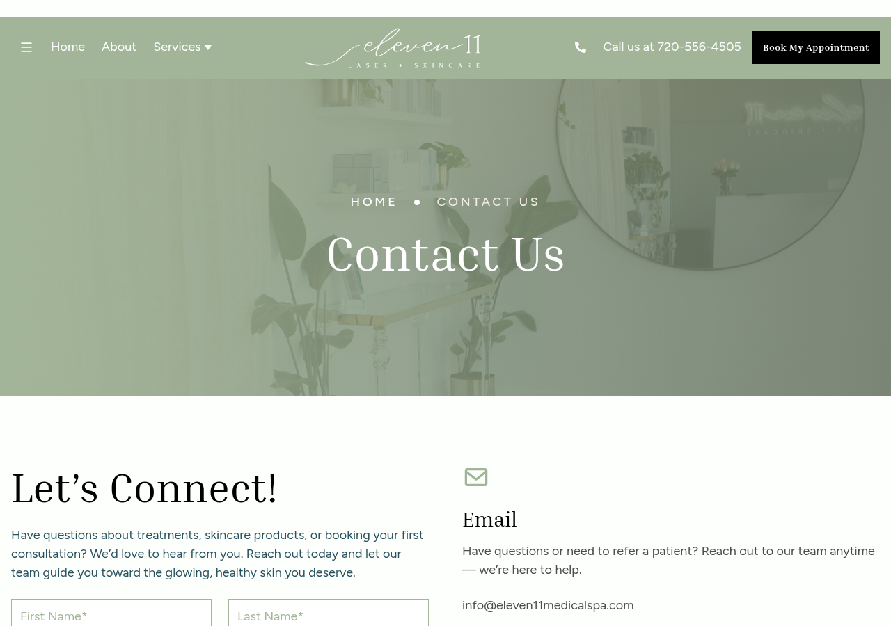 Screenshot of Contact Eleven11 Med Spa | Denver and Littleton, Colorado