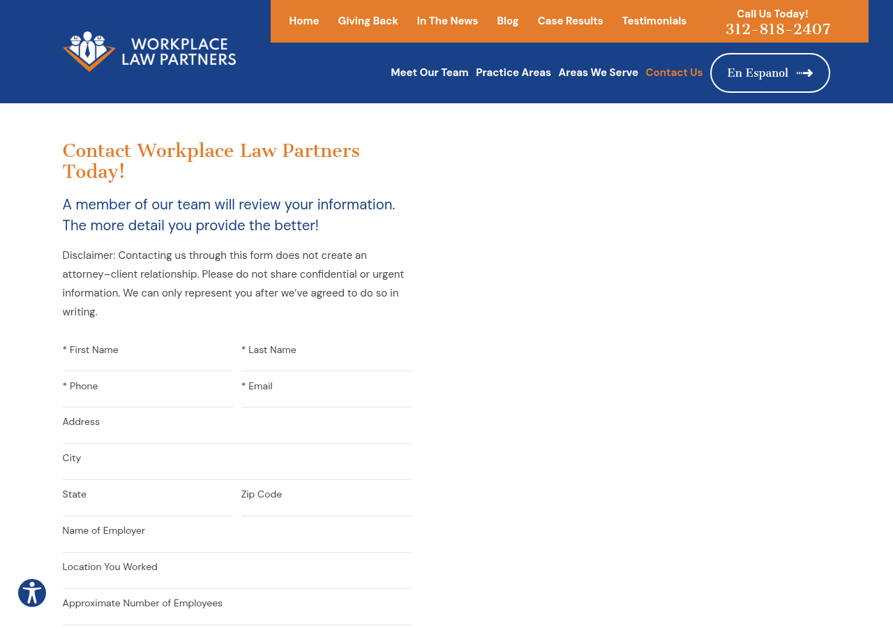 Screenshot of Workplace Law Partners | Contact Us