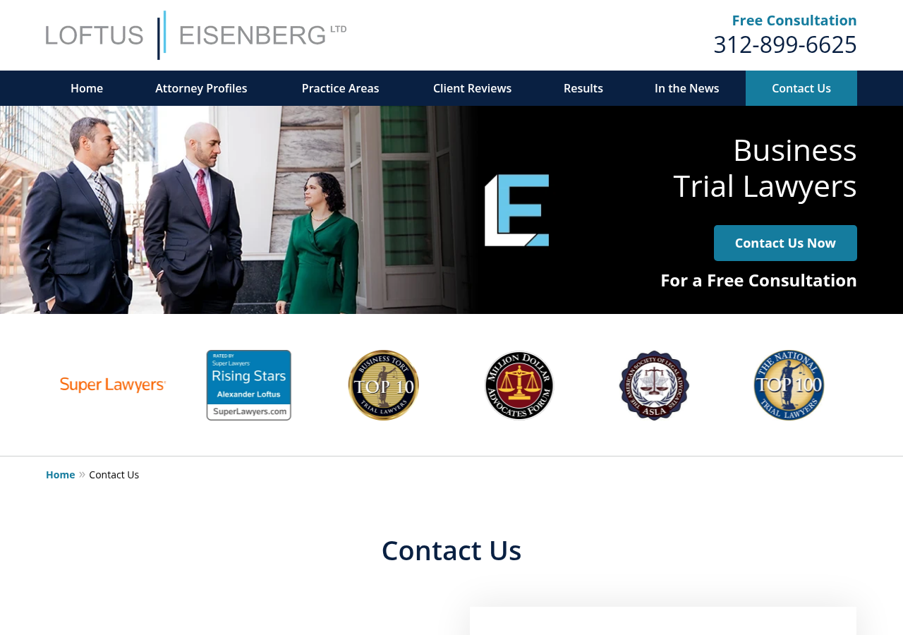 Screenshot of Contact Us | Chicago Business Litigation Lawyers Loftus & Eisenberg