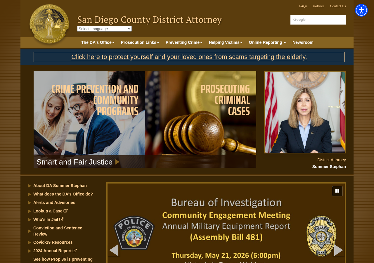 Screenshot of Home Page - San Diego County District Attorney