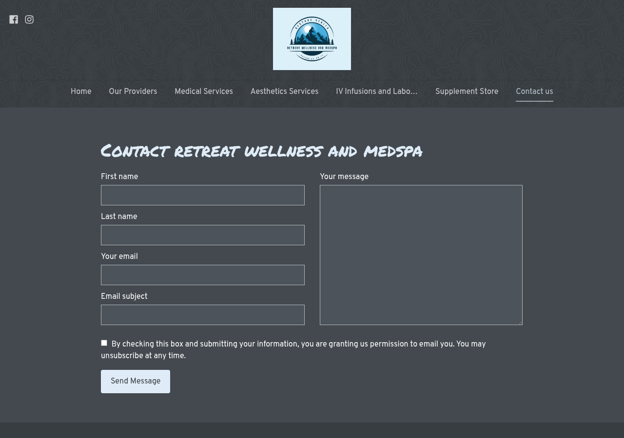 Screenshot of Contact us - Retreat Wellness And Medspa