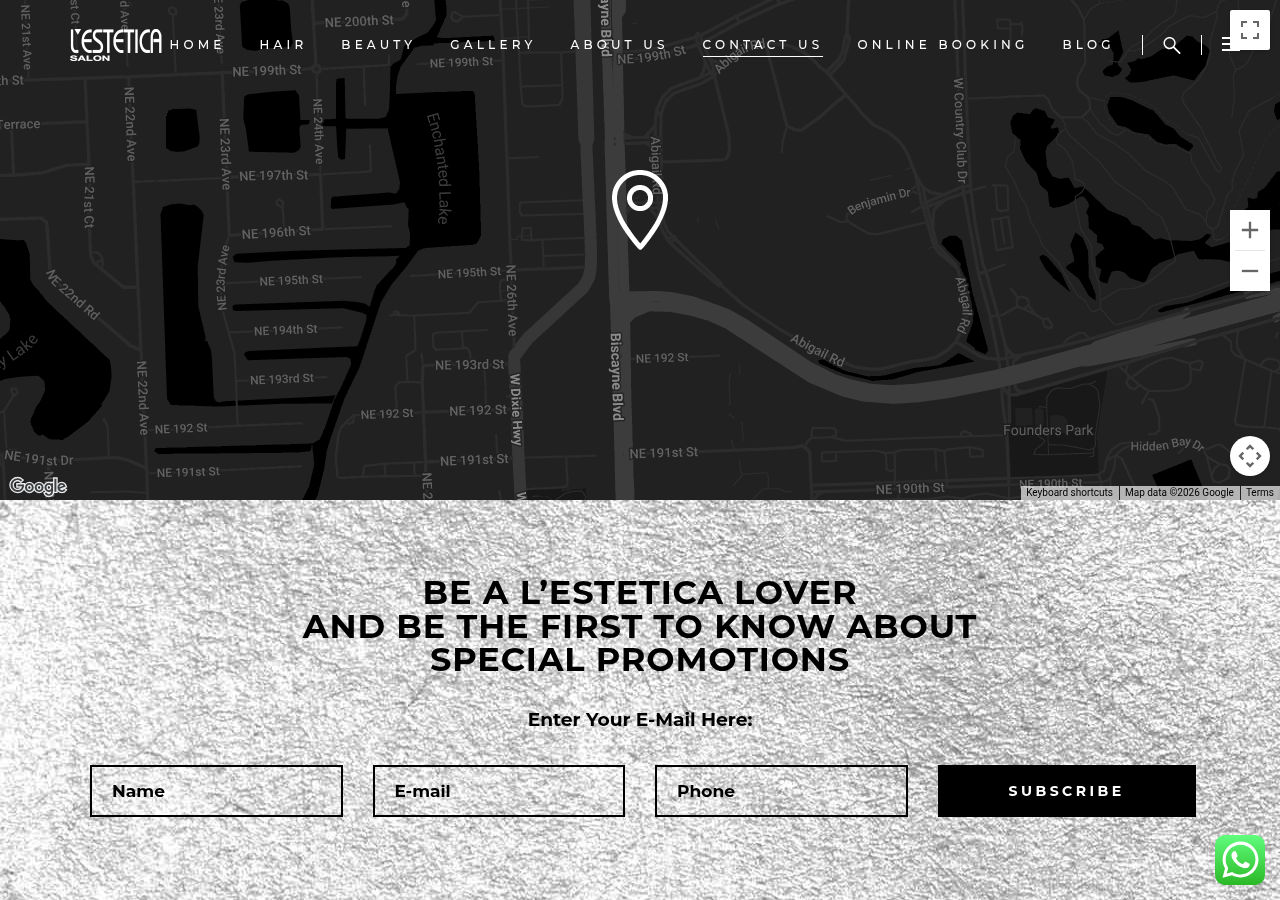 Screenshot of Contact Us - L’ESTETICA SALON